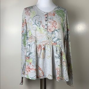 Meadow Rue Baby Doll Style Floral Top